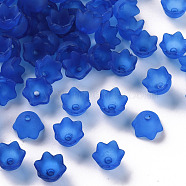 Transparent Acrylic Beads Caps, Tulip Flower, Lily of the Valley, Frosted, Blue, 10x6mm, Hole: 1.5mm, about 2100pcs/500g(PL543-10)
