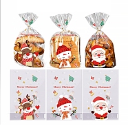 Christams Theme Self-adhesive Plastic Bakeware Bag, with Iron Wire Twist Ties, for Chocolate, Candy, Cookies, Rectangle with Deer & Snowman & Santa Claus, Mixed Color, 236x159x0.1mm, 50pcs/bag(ABAG-F006-04)