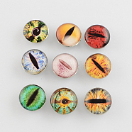 Brass Jewelry Snap Buttons, with Glass Cabochons, Flat Round with Eye, Mixed Color, 18x9.5mm(X-BUTT-R028-M)
