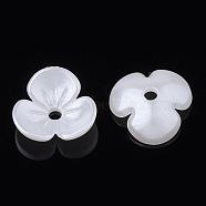 3-Petal ABS Plastic Imitation Pearl Bead Caps, Flower, Creamy White, 9.5x10x3mm, Hole: 1.5mm(X-OACR-S020-26)