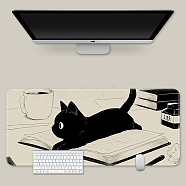 Rubber with Cloth Mouse Pad, Rectangle with Cat Pattern, Black, 800x300mm(PC-PW0001-35A-01)