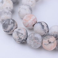 Natural Zebra Jasper Beads Strands, Frosted, Round, 10~10.5mm, Hole: 1.2mm, about 36pcs/strand, 15.5 inch(X-G-Q462-10mm-03)