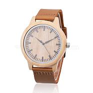 Carbonized Bamboo Wood Wristwatches, Men Electronic Watch, with Leather Watchbands and Alloy Finding
, Peru, 280x20x2mm(WACH-P010-01)