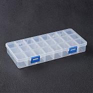 Organizer Storage Plastic Box, Adjustable Dividers Boxes, Rectangle, White, 21.8x11x3cm, compartment: 3x2.5cm, 24 compartment/box(CON-WH0001-04)