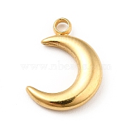 Ion Plating(IP) 304 Stainless Steel Pendants, Moon Charms, Real 18K Gold Plated, 12x8.5x2mm, Hole: 1.5mm(STAS-P312-20G)