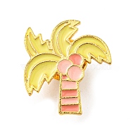 Summer Beach Theme Enamel Pin, Golden Alloy Brooch for Backpack Clothes, Coconut Tree, 24x21.5x1.5mm(JEWB-B006-10B)