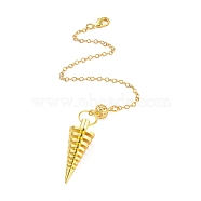 Brass Coil Dowsing Pendulums, Spiral Pendulum, with Lobster Claw Clasps, Cone, Golden, 225x2.5mm(KK-K239-01G)