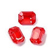 Glass Rhinestone Cabochons, Flat Back, Faceted, Rectangle, Light Siam, 8x6x3.5mm(RGLA-A026-03A-227DE)