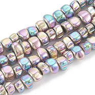 Electroplate Non-magnetic Synthetic Hematite Beads Strands, Nuggets, Rainbow Plated, 5~10x4.5~5.5x4mm, Hole: 1mm, about 105pcs/strand, 14.9 inch(G-T061-102Q)