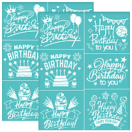 Happy Birthday Theme Self-Adhesive Silk Screen Printing Stencil, for Painting on Wood, DIY Decoration T-Shirt Fabric, Turquoise, Word, 280x220mm(DIY-WH0338-328)