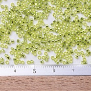 MIYUKI Delica Beads, Cylinder, Japanese Seed Beads, 11/0, (DB0147) Silver Lined Chartreuse, 1.3x1.6mm, Hole: 0.8mm, about 10000pcs/bag, 50g/bag(SEED-X0054-DB0147)
