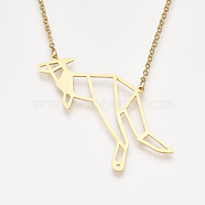 201 Stainless Steel Pendant Necklaces, with Cable Chains, Kangaroo, Golden, 17.9 inch(45.5cm), 2mm, Kangaroo: 49x59x1mm(NJEW-T009-JN031-2-40)