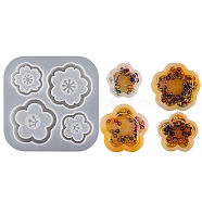 Flower Shaker Mold, DIY Quicksand Jewelry Silicone Molds, Resin Casting Molds, For UV Resin, Epoxy Resin Jewelry Making, White, 90x90x11mm, Inner Diameter: 30~43mm(X-DIY-P074-06B)