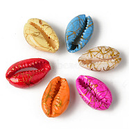 Natural Cowrie Shell Beads, No Hole/Undrilled, Dyed and Drawbench, Mixed Color, 18~22x12~14x7~8mm(SSHEL-N0232-08)