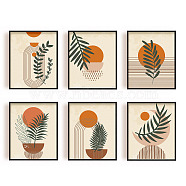 Chemical Fiber Oil Canvas Hanging Painting, Home Wall Decoration, Rectangle, Leaf Pattern, 250x200mm, 6 style, 1pc/style, 6pcs/set(AJEW-WH0173-141)
