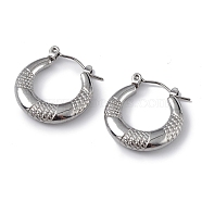 304 Stainless Steel Round Hoop Earrings for Women, Stainless Steel Color, 21.5x20x3.5mm, Pin: 0.6mm(EJEW-I284-04P)