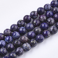 Assembled Natural Bronzite and Synthetic Turquoise Beads Strands, Dyed, Round, Dark Orchid, 8~8.5mm, Hole: 1mm, about 50~51pcs/strand, 16.1 inch(G-S329-085C-8mm)