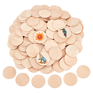 Nbeads 250Pcs Unfinished Wooden Cutouts, Flat Round, Antique White, 5x0.3cm(WOOD-NB0002-65)