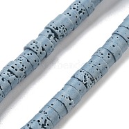 Natural Lava Rock Dyed Beads Strands, Disc, Heishi Beads, Light Steel Blue, 6x3~3.5mm, Hole: 1.5mm, about 114pcs/strand, 14.96''(38cm)(G-K375-G01-01)