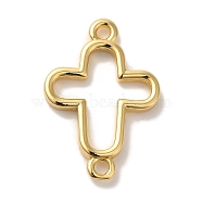 Rack Plating Brass Cross Outline Connector Charms Links, Cadmium Free & Lead Free, Long-Lasting Plated, Real 18K Gold Plated, 22x14x2mm, Hole: 1.6mm(KK-U027-05G)