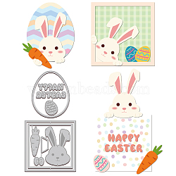 2Pcs 2 Styles Carbon Steel Cutting Dies Stencils, for DIY Scrapbooking, Photo Album, Decorative Embossing Paper Card, Stainless Steel Color, Rabbit & Easter Egg, Easter Theme Pattern, 7.8~10.7x7.9~10.7x0.08cm, 1pc/style(DIY-WH0309-707)