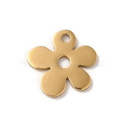 201 Stainless Steel Charms, Laser Cut, Flower Charm, Golden, 13x12.5x1mm, Hole: 1.5mm(X-STAS-E211-13G)