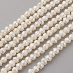 Natural Cultured Freshwater Pearl Beads Strands, Potato, Seashell Color, 5~6x4~5mm, Hole: 0.5mm, about 77pcs/strand, 13.9~14.1 inch(35.5~36cm)(PEAR-G007-33)