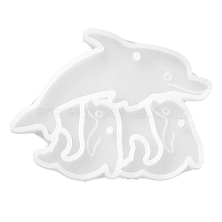 DIY Silicone Pendant Molds, Resin Casting Molds, Clay Craft Mold Tools, Dolphin, White, 65x85x8mm(SIMO-Z005-02)