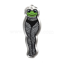 Acrylic Pendants, Frog Pattern, 45.5x15x2.3mm, Hole: 1.8mm(SACR-B004-18A)