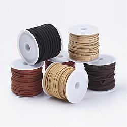 Faux Suede Cord, Faux Suede Lace Sets, Mixed Color, 3x1.5mm, about 5.46 yards(5m)/roll, 6roll/bag(LW-JP0002-01)
