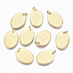 304 Stainless Steel Pendants, with Jump Rings, Oval with Star, Real 14K Gold Plated, 17.5x12.5x2mm, Jump Ring: 5x0.8mm, 3.4mm inner diameter(STAS-S116-035G)