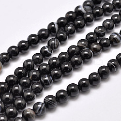 Natural Black Agate Bead Strands, Dyed & Heated, Round, Grade A, Black, 10mm, Hole: 1.2mm, about 38pcs/strand, 14.7 inch(37.3cm)(G-G962-10mm-12-A)