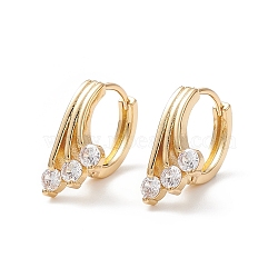 Cubic Zirconia Flower Hoop Earrings, Real 18K Gold Plated Brass Jewelry for Women, Cadmium Free & Nickel Free & Lead Free, Clear, 14x17x7mm, Pin: 0.9mm(EJEW-B014-13G)