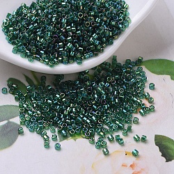 MIYUKI Delica Beads, Cylinder, Japanese Seed Beads, 11/0, (DB0175) Transparent Emerald AB, 1.3x1.6mm, Hole: 0.8mm, about 2000pcs/10g(X-SEED-J020-DB0175)