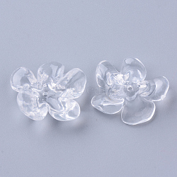 Transparent Acrylic Beads, Flower, Clear, 25~26x21x8~9mm, Hole: 1.4mm(TACR-N006-01A)