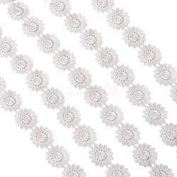 Polyester Lace Trim, Daisy Pattern, White, 30mm(OCOR-TAC0008-18)