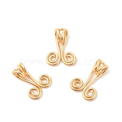 Copper Wire Ornament Hooks, Golden, 15x11x5mm, Hole: 3.5mm(PALLOY-JF01611-01)