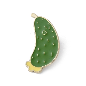 Cute Cucumber Enamel Pins, Zinc Alloy Brooches for Backpack Clothes, Green, 35.5x19mm