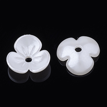 3-Petal ABS Plastic Imitation Pearl Bead Caps, Flower, Creamy White, 9.5x10x3mm, Hole: 1.5mm