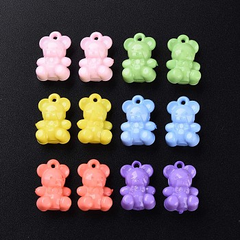 Opaque Acrylic Pendants, Bear, Mixed Color, 20x13.5x10.5mm, Hole: 1.4mm, about 400pcs/500g