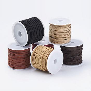 Faux Suede Cord, Faux Suede Lace Sets, Mixed Color, 3x1.5mm, about 5.46 yards(5m)/roll, 6roll/bag