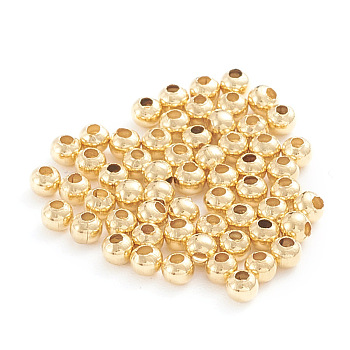 304 Stainless Steel Beads, Hollow Round, Golden, 2.4x2mm, Hole: 0.8mm about 500pcs/bag