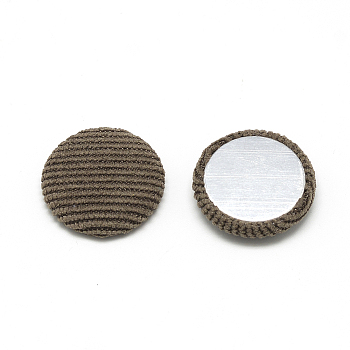 Corduroy Cloth Fabric Covered Cabochons, with Aluminum Bottom, Half Round/Dome, Camel, 25x5.5mm