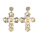 Cross Alloy Dangle Earrings(EJEW-L260-01LG)-1