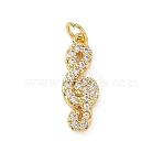 Brass Micro Pave Clear Cubic Zirconia Pendants, Musical Note Charms, Rack Plating, Long-Lasting Plated, Lead Free & Cadmium Free, Real 18K Gold Plated, 20.5x7.5x3mm, Hole: 3mm(KK-D289-54C-G)