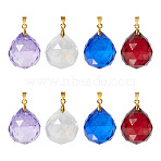 8Pcs 4 Colors Transparent K9 Glass Pendants, with Golden Brass Findings, Faceted Teardrop Charms, Mixed Color, 30x20mm, Hole: 3.5x4mm, 2Pcs/color(FIND-TA0003-17)