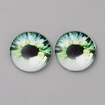 Glass Cabochons, Half Round/Dome with Eye Pattern, Light Green, 25x6mm(GLAA-WH0033-75G-03)
