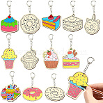 36Pcs Dessert Wooden Keychains, Blanched Almond, 59~73x53~70x2mm(ST-CJ0028-15)