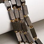 Natural Gold Pyrite/Golden Pyrite Beads Strands, Cuboid, with Seed Beads, 13x6x6mm, Hole: 1.2mm, about 12pcs/strand, 7.68''(19.5cm)(G-F833-C01-01)