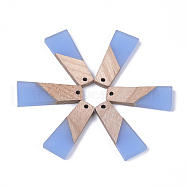 Resin & Wood Pendants, Trapezoid, Cornflower Blue, 30x12x3mm, Hole: 2mm(RESI-S358-59E)